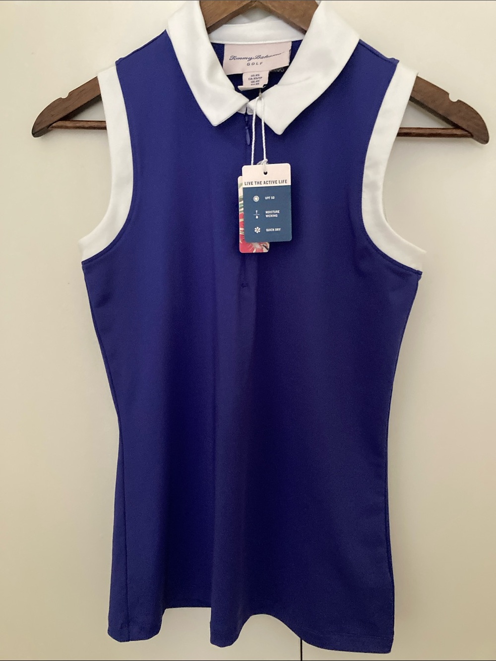 Tommy Bahama Sleeveless Polo Tank - Royal Blue with White Trim